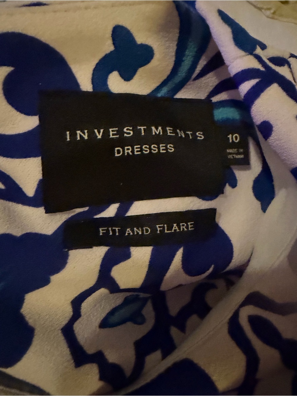 Investments Blue & White Printed Sleeveless Midi Dress with Navy Sash - Picture 10 of 10